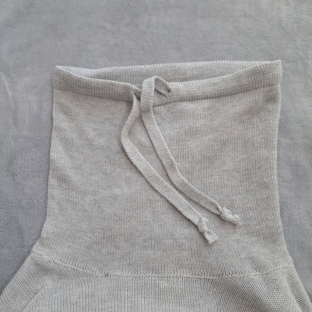 Akini Women’s Thumb Hole Sweater Gray Cowl Neck with Tie XS - Picture 12 of 16